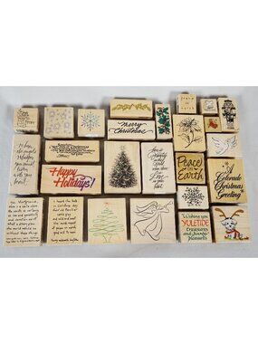 Lot of 26 Rubber Stamps Christmas Holiday Theme - Brands Vary